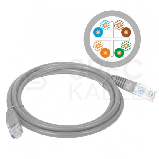 Patchcord UTP kat.6 kabel sieciowy LAN 2x RJ45 linka szary 0,5m Alantec