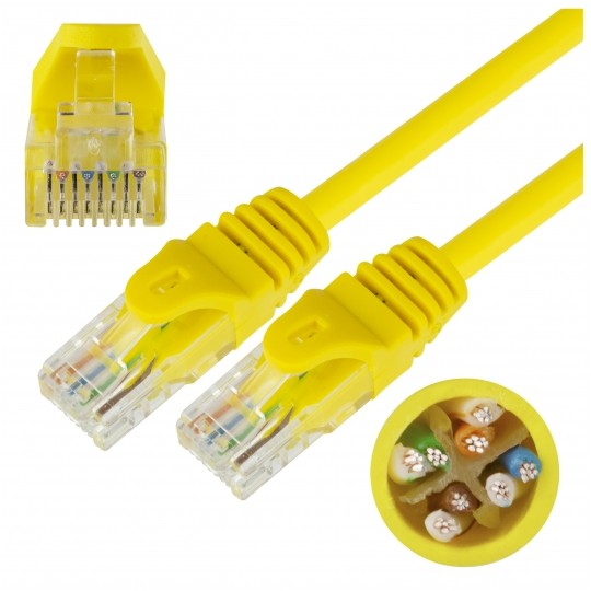 Patchcord UTP kat.6 kabel sieciowy LAN 2x RJ45 linka żółty 3m NEKU