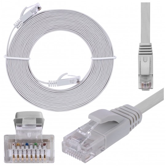 Patchcord UTP kat.6 kabel sieciowy LAN 2x RJ45 płaski linka szary 0,5m NEKU