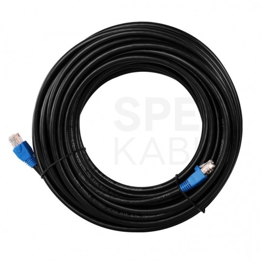 Patchcord zewnętrzny drut UTP kat.6 podwójna powłoka PVC+PE czarny 20m Goobay