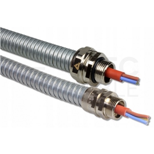 Peszel ochronny metalowy Anaconda Multiflex roz.25 bezhalogenowy samogasnący rura karbowana elastyczna FCCN 1250N UV IP40 metaliczny 25m