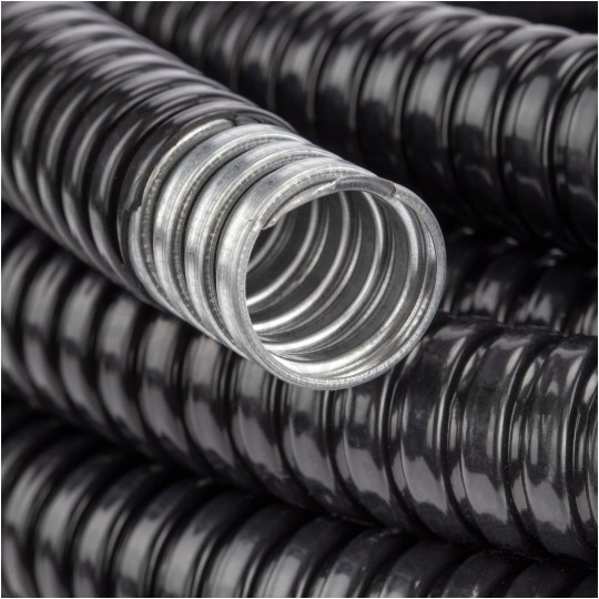 Peszel ochronny metalowy Anaconda Multitite roz.20 rura karbowana elastyczna FCC w powłoce PVC 1250N UV IP67 czarny 10m