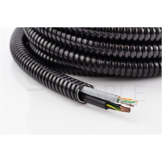 Peszel ochronny metalowy Anaconda Multitite roz.25 rura karbowana elastyczna FCC w powłoce PVC 1250N UV IP67 czarny 50m