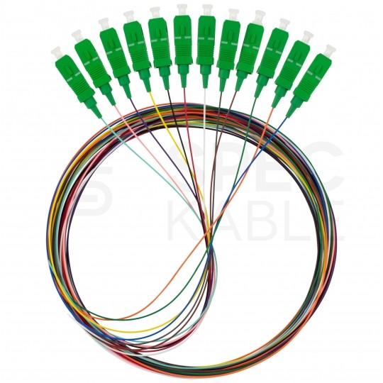 Pigtail światłowodowy FO SM SC/APC 9/125 1,5m Zestaw 12 sztuk kolorowe NEKU