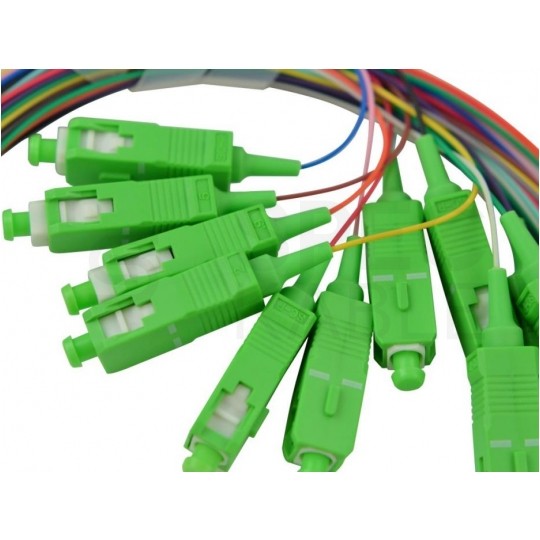 Pigtail światłowodowy FO SM SC/APC 9/125 Easy Strip 1m Zestaw 12 sztuk kolorowe TELCOLINE