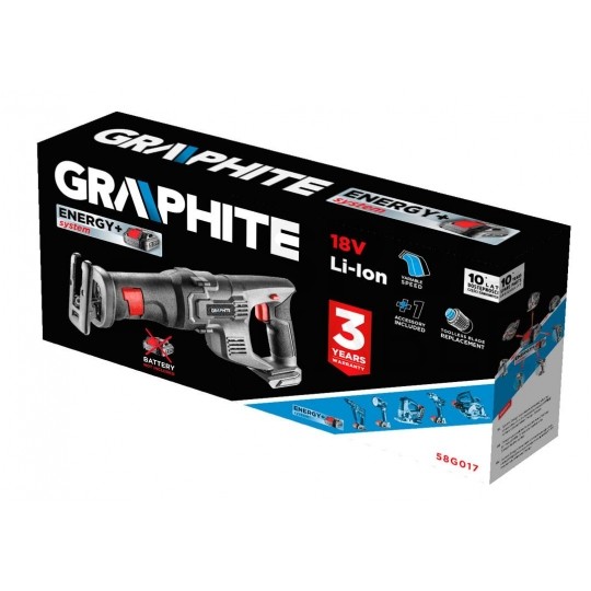 Piła, pilarka szablasta akumulatorowa 18V do cięcia drewna, metalu i tworzyw sztucznych bez akumulatora ENERGY+ GRAPHITE 58G017