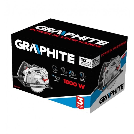 Piła, pilarka tarczowa, krajzega sieciowa 230V 1800W do cięcia drewna, tarcza 210x30mm GRAPHITE 58G493