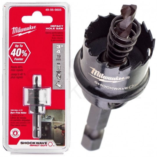 Piła walcowa 19mm udarowa do metalu Otwornica Bimetalowa kobaltowa Shockwave HOLESAW MILWAUKEE