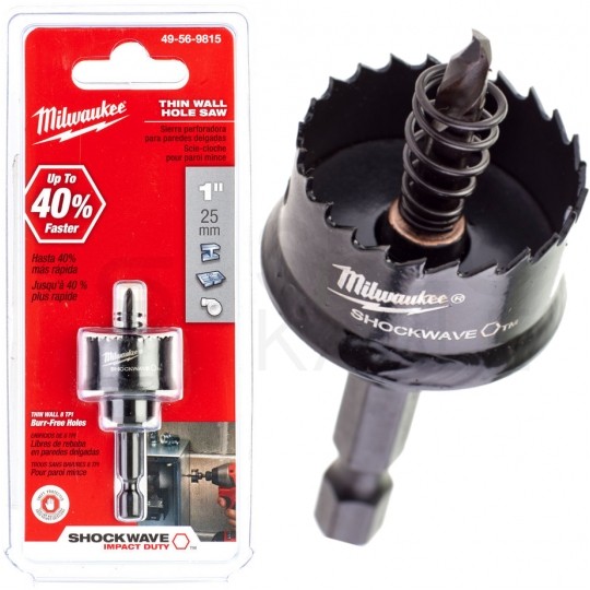 Piła walcowa 25mm udarowa do metalu Otwornica Bimetalowa kobaltowa Shockwave HOLESAW MILWAUKEE