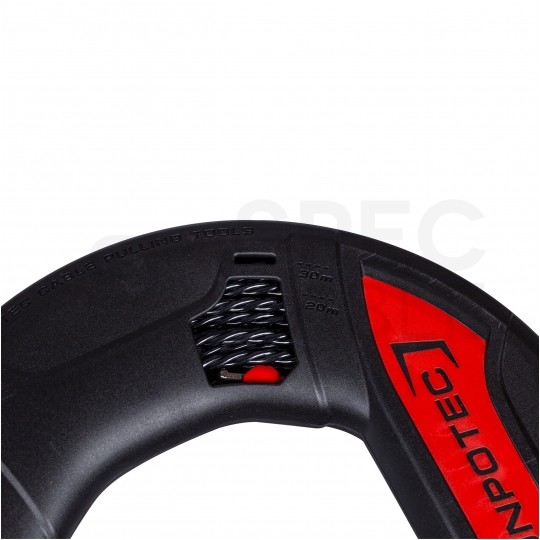 Pilot, linka poliestrowa do przeciągania, wciągania kabli w kanałach, rurach, peszlach z kompensacją obrotów, w czerwono-czarnej kasecie 5mm 30m RUNPO 5 RUNPOTEC