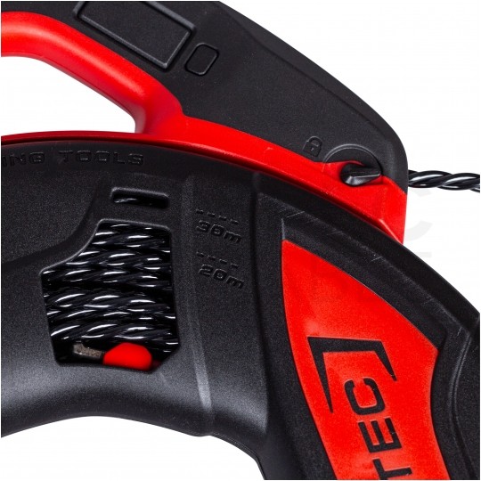 Pilot, linka poliestrowa do przeciągania, wciągania kabli w kanałach, rurach, peszlach z kompensacją obrotów, w czerwono-czarnej kasecie 5mm 30m RUNPO 5 RUNPOTEC