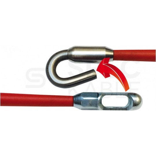 Pilot z pończochą kablową do przeciągania, wciągania kabla w kanałach, rurach, peszlach z kompensacją obrotów 4-6mm RUNPO Z RUNPOTEC