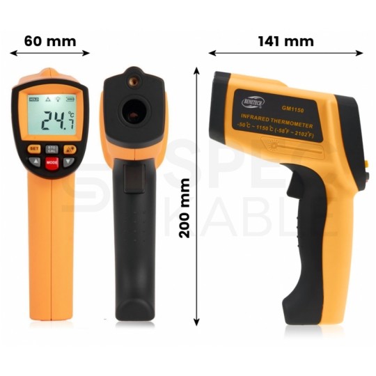 Pirometr GM1150 bezdotykowy termometr laserowy [-30 ÷ +1150°C] z regulacją emisyjności BENETECH