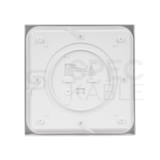 Plafon kwadratowy natynkowy LED 18W 1800lm 4000K IP44 biały barwa NW biała neutralna z mikrofalowym czujnikiem ruchu biały V-TAC VT-8618SW-SQ