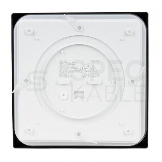 Plafon kwadratowy natynkowy LED 24W 2400lm 4000K IP44 czarny barwa NW biała neutralna z mikrofalowym czujnikiem ruchu V-TAC VT-8624S
