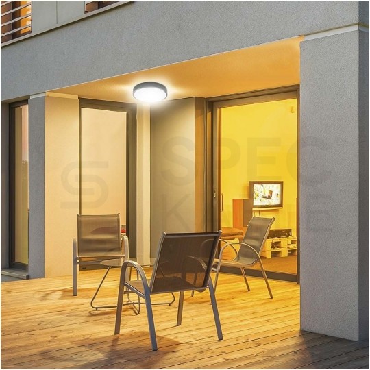 Plafon okrągły natynkowy LED 24W 2500lm 4000K IP44 czarny barwa NW biała neutralna V-TAC VT-8624B-RD-N