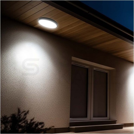 Plafon okrągły natynkowy LED 24W 2500lm 4000K IP44 czarny barwa NW biała neutralna V-TAC VT-8624B-RD-N