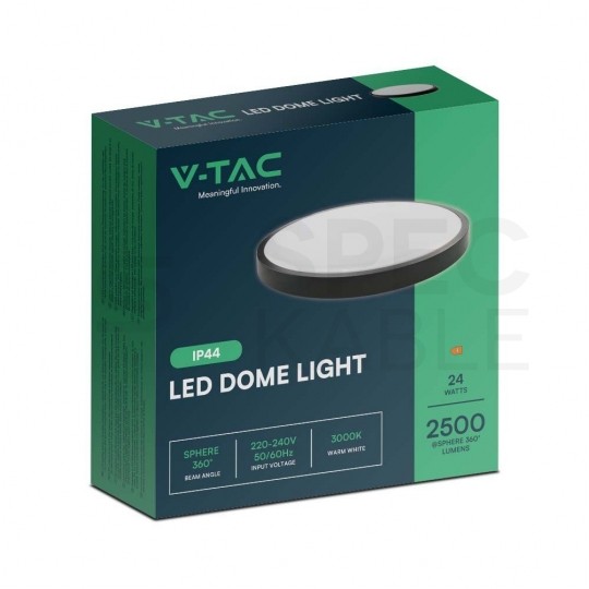 Plafon okrągły natynkowy LED 24W 2500lm 4000K IP44 czarny barwa NW biała neutralna V-TAC VT-8624B-RD-N