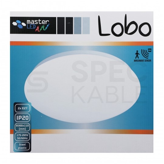 Plafon okrągły natynkowy LED 60W 2xE27 z czujnikiem ruchu mikrofalowy LOBO MASTER LED