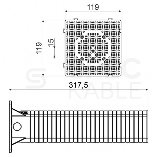 Płyta montażowa / puszka elektroinstalacyjna do elewacji, dociepleń 50-300 mm MDZ 300 podtynkowa do systemów docieplających szara KOPOS