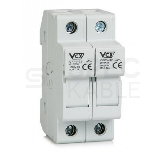 Podstawa bezpiecznikowa 32A 2-biegunowa 2P (1000V DC) 2-modułowa na wkładki 10x38mm VCX