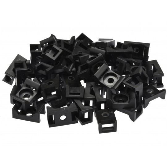 Podstawki montażowe przykręcane MOPP 27x16mm czarne UV 100szt. do opasek zaciskowych