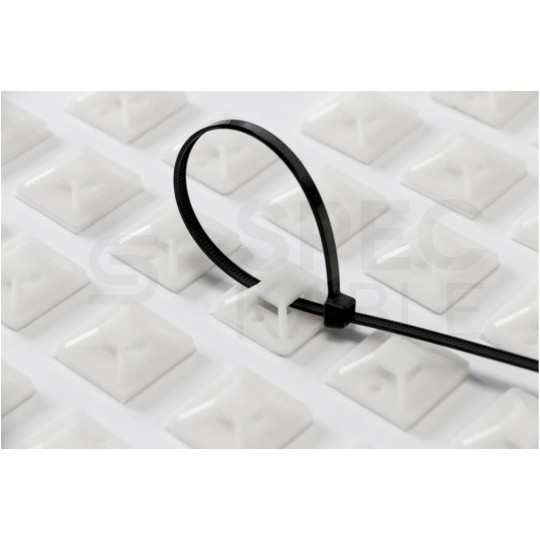 Podstawki montażowe samoprzylepne MOPS 20x20mm białe 100szt. do opasek zaciskowych DANTOM