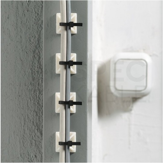 Podstawki montażowe samoprzylepne MOPS 25x25mm czarne 100szt. do opasek zaciskowych DANTOM