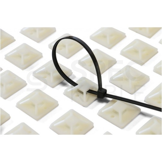 Podstawki montażowe samoprzylepne MOPS 25x25mm czarne 100szt. do opasek zaciskowych TECHNOPLASTIK