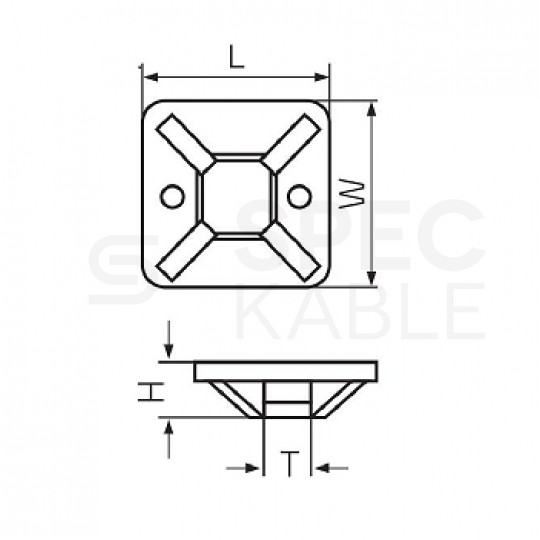 Podstawki montażowe samoprzylepne MOPS 25x25mm czarne 100szt. do opasek zaciskowych TECHNOPLASTIK