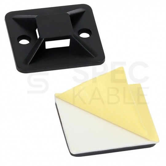 Podstawki montażowe samoprzylepne MOPS 30x30mm czarne 100szt. do opasek zaciskowych DANTOM