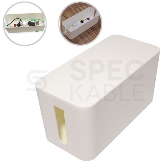 Pojemnik DUŻY Organizer CABLE BOX biały na kable, listwy, ładowarki itp.