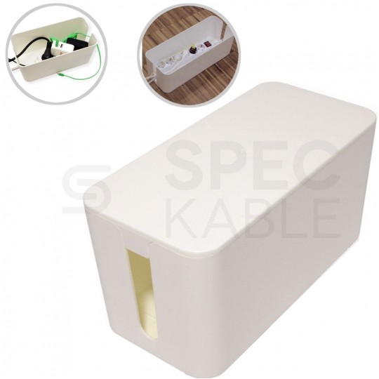 Pojemnik MAŁY Organizer CABLE BOX biały na kable, listwy, ładowarki itp.