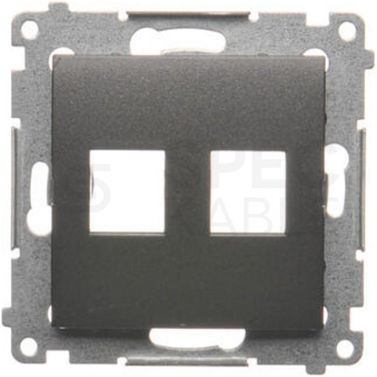Pokrywa gniazd Keystone podwójna SIMON 54 na 2 gniazda komputerowe LAN RJ45 antracyt Kontakt Simon DKP2.01/48
