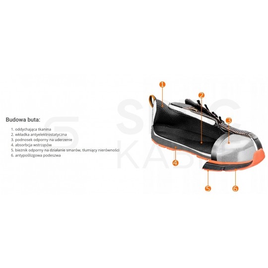 Półbuty adidasy robocze ze stalowym podnoskiem, ochronne S1 rozmiar 39 NEO 82-090