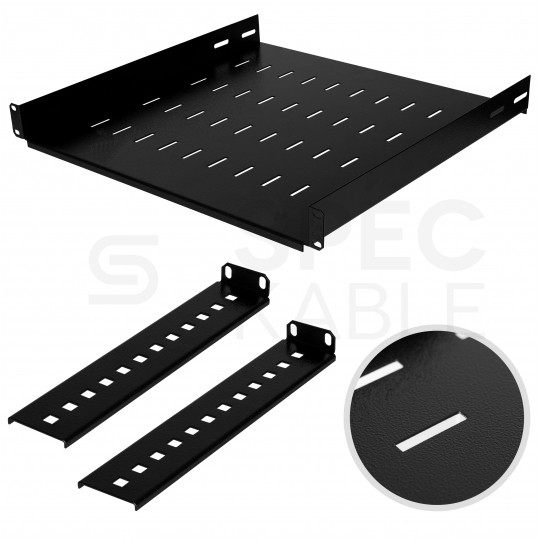Półka regulowana do szafy RACK 19" 1U 450mm czarna Polska Szafa Rack