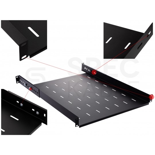 Półka regulowana do szafy RACK 19" 1U 550mm czarna