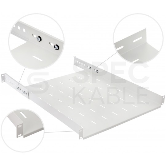 Półka regulowana do szafy RACK 19" 1U 550mm szara