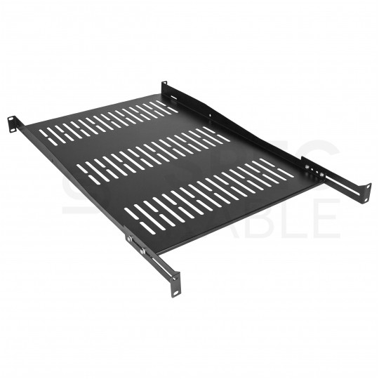 Półka regulowana do szafy RACK 19" 1U 650mm (750mm) czarna NEKU