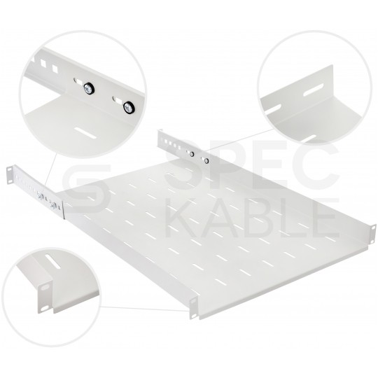 Półka regulowana do szafy RACK 19" 1U 650mm szara