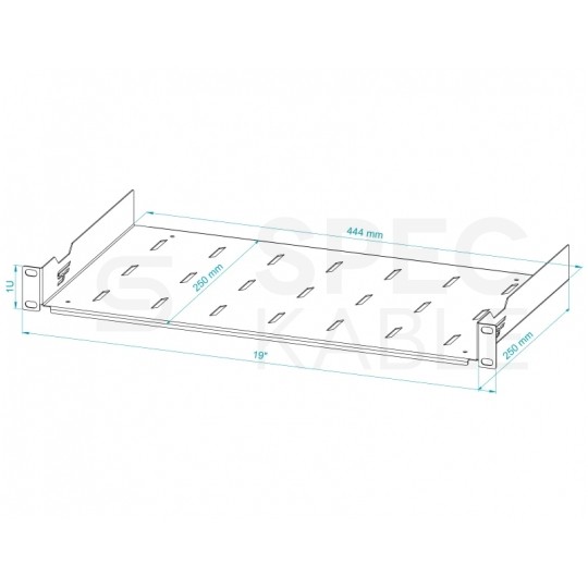 Półka stała do szafy RACK 19" 1U 250mm szara