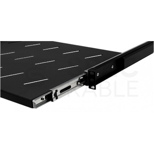 Półka wysuwana do szafy RACK 19" 1U 350mm z uchwytem czarna
