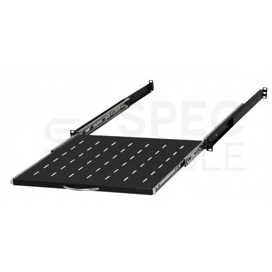 Półka wysuwana do szafy RACK 19" 1U 450mm z uchwytem czarna