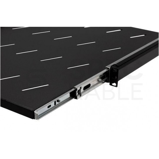 Półka wysuwana do szafy RACK 19" 1U 550mm z uchwytem czarna
