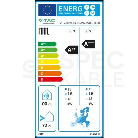 Pompa ciepła monoblok 18kW 3-faz V-TAC ETER R290 PLUS VT-M18KW-P3-DC/INV-290-S-B-SU