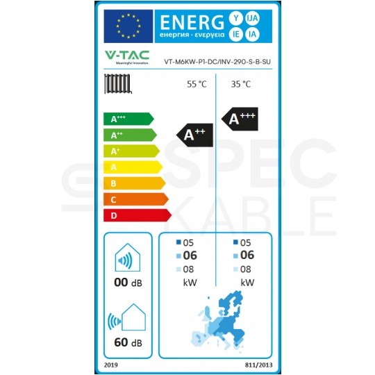 Pompa ciepła monoblok 6kW 1-faz V-TAC ETER R290 PLUS VT-M6KW-P1-DC/INV-290-S-B-SU