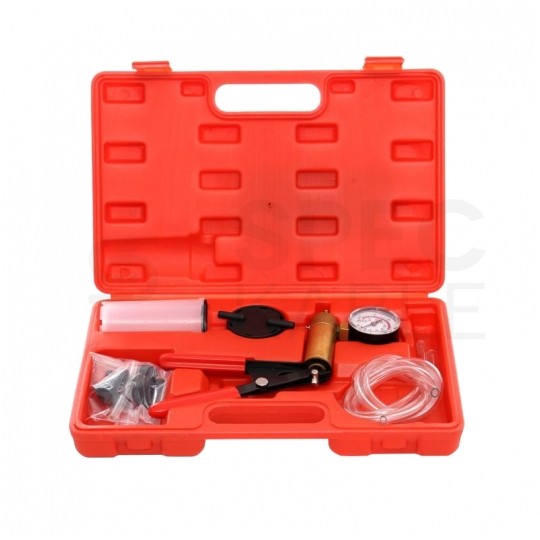 Pompka próżniowa podciśnieniowa ręczna 0-3bar do odpowietrzniania + akcesoria w walizce Kraft&Dele