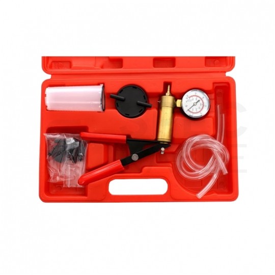 Pompka próżniowa podciśnieniowa ręczna 0-3bar do odpowietrzniania + akcesoria w walizce Kraft&Dele