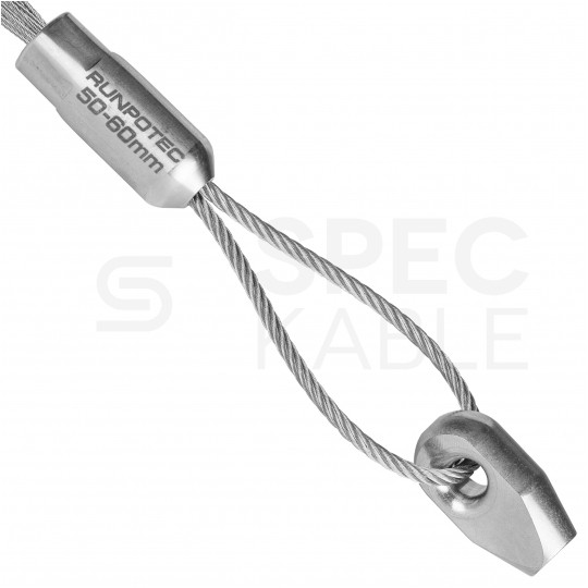 Pończocha kablowa z pętlą, opończa do wciągania, przeciągania kabla w kanałach, rurach, peszlach z kompensacją obrotów oraz w zestawie z gwintem RTG 6mm i RTG 12mm 50-60mm RUNPOTEC