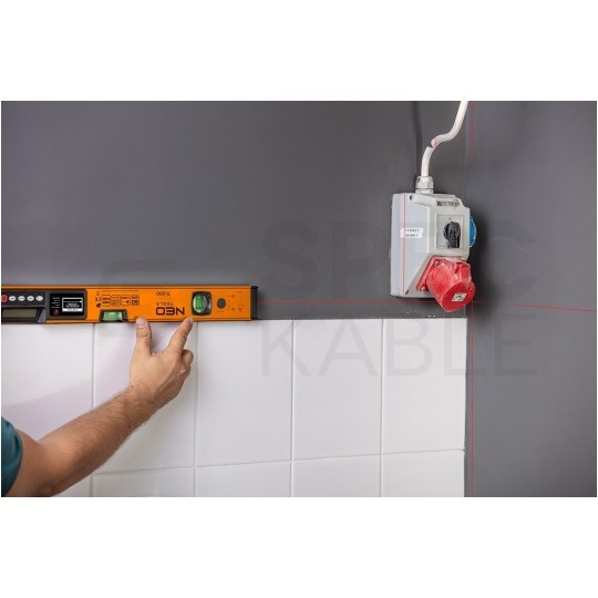 Poziomica aluminiowa 60cm (2 libelle) z wyświetlaczem LCD + laser krzyżowy pomarańczowa NEO 71-200